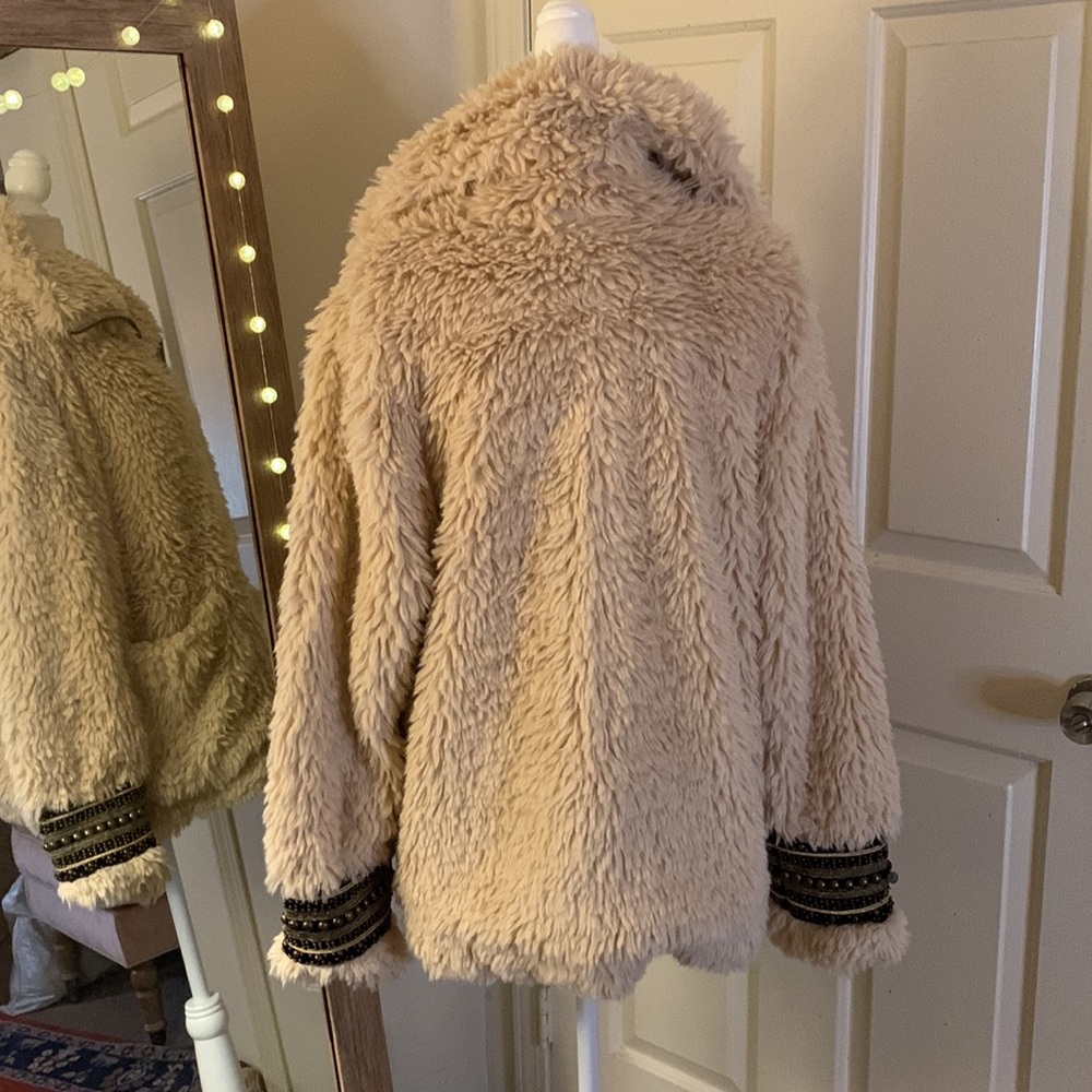 Free People! Angelina Embellished Sherpa Jacket Coat - Picture 8 of 16